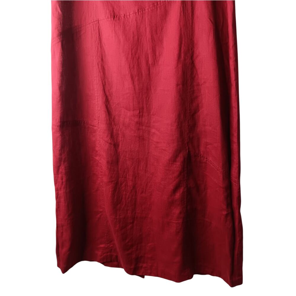 The Territory Ahead Linen Maxi Shift Dress Red Sleeveless V Neck 12 - Picture 7 of 15